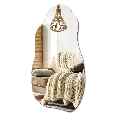 Lustro o organicznym kształcie z motywem plamy, przeznaczone do zawieszenia