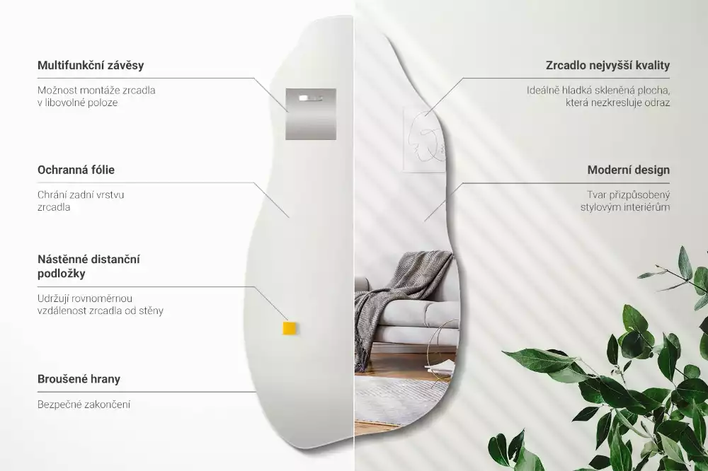 Lustro kształt organiczny plama wiszące