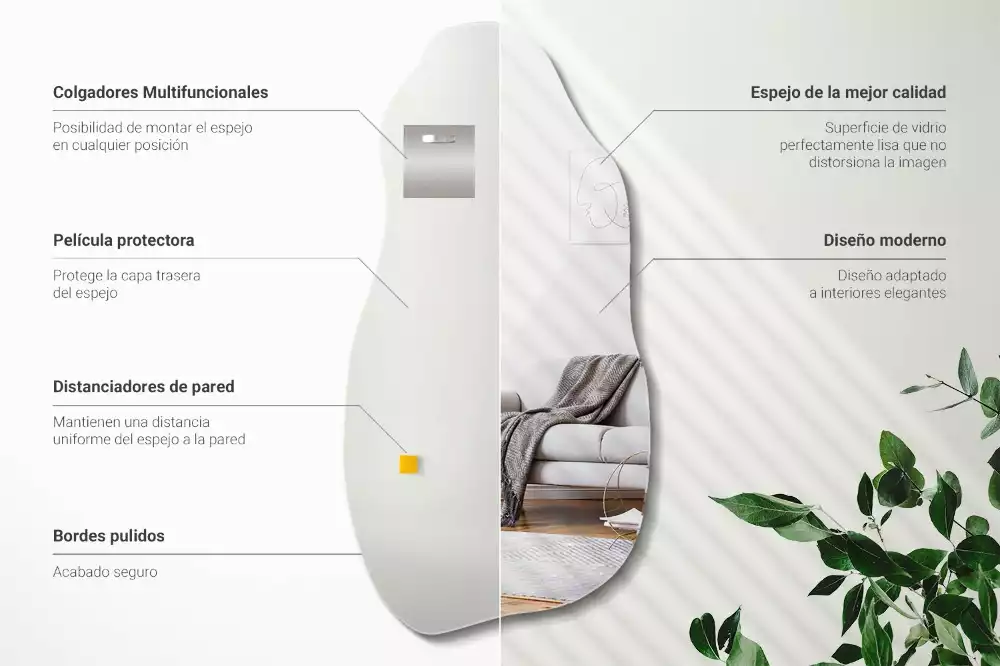 Lustro kształt organiczny plama wiszące