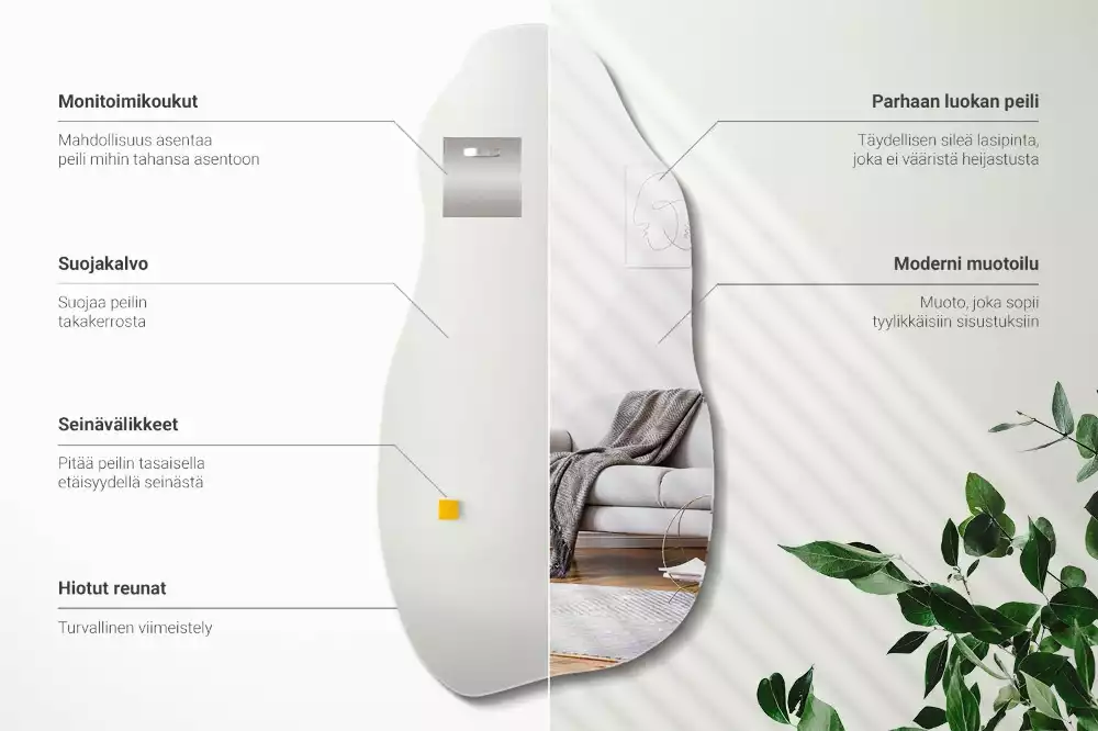 Lustro kształt organiczny plama wiszące