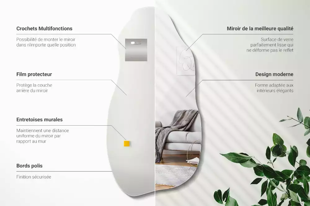 Lustro kształt organiczny plama wiszące