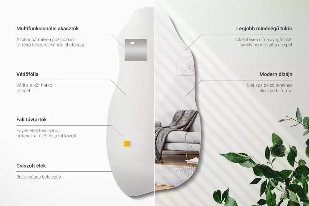 Lustro kształt organiczny plama wiszące