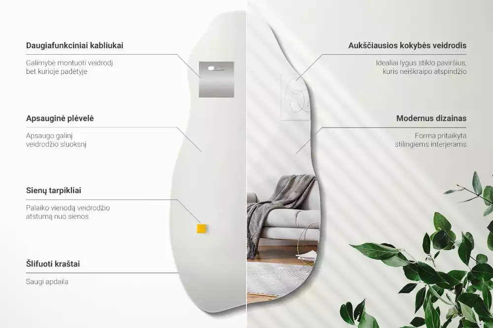 Lustro kształt organiczny plama wiszące