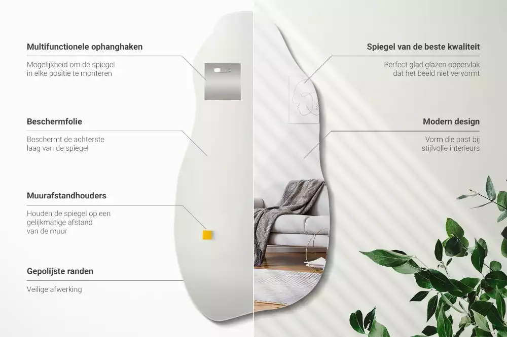 Lustro kształt organiczny plama wiszące