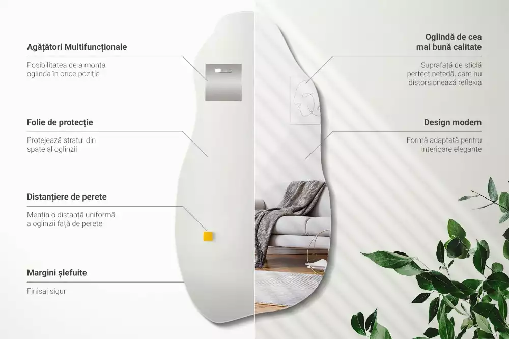 Lustro kształt organiczny plama wiszące