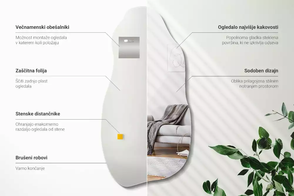 Lustro kształt organiczny plama wiszące