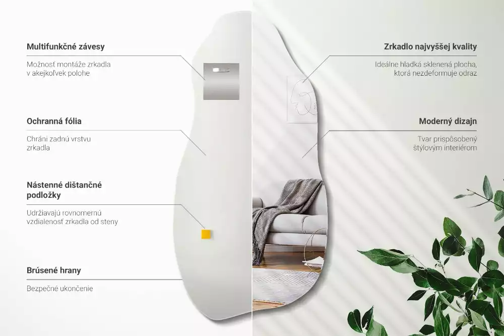 Lustro kształt organiczny plama wiszące