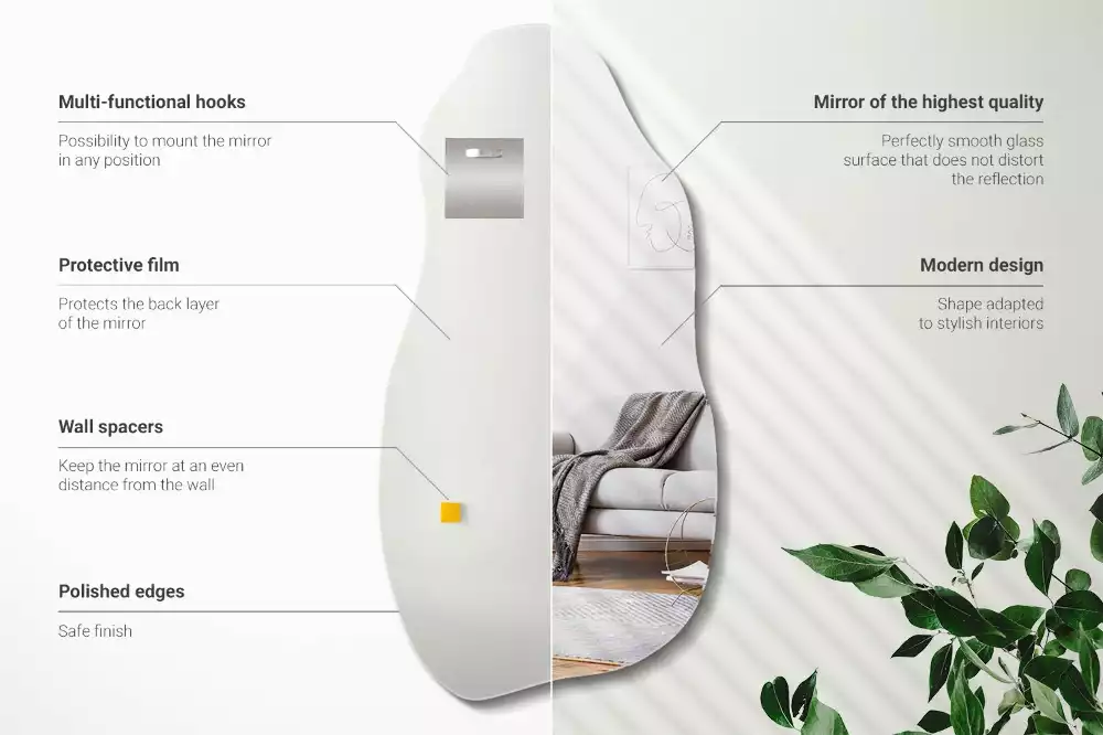 Lustro kształt organiczny plama wiszące