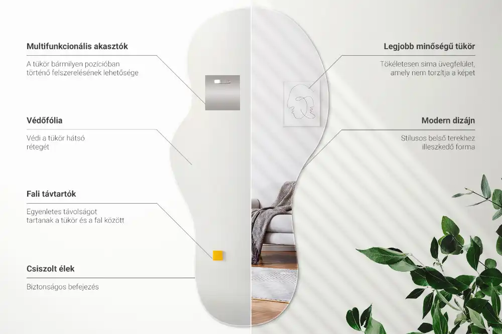 Lustro organiczny kształt oryginalne na ścianę