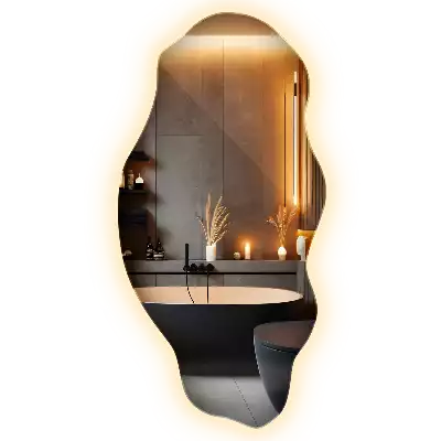 Lustro w nieregularnym kształcie z podświetleniem LED