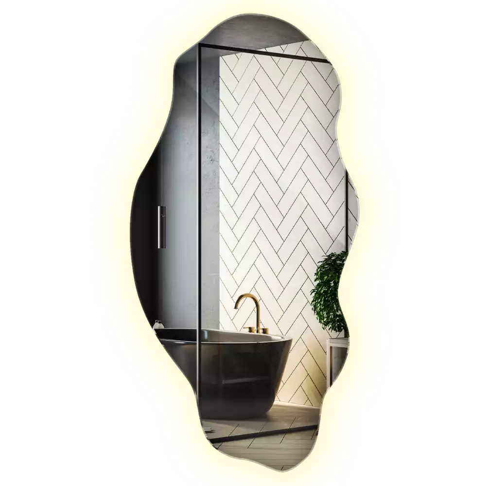 Lustro w nieregularnym kształcie z podświetleniem LED