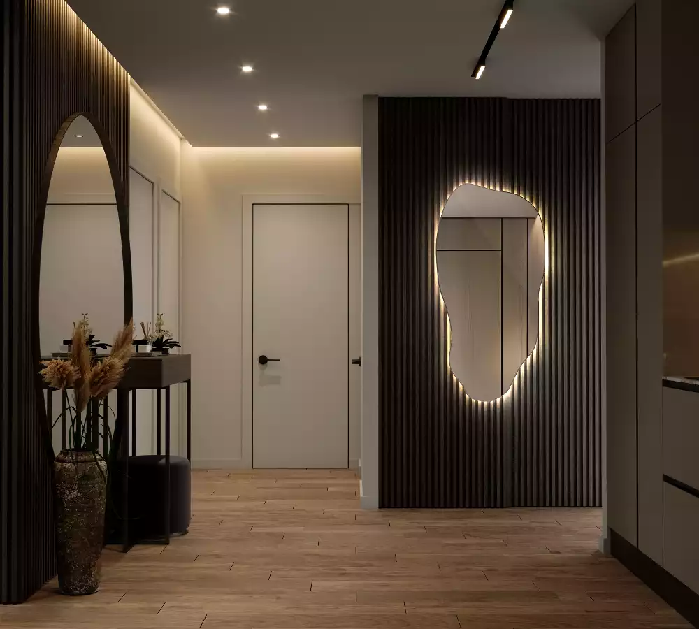 Lustro organiczne z podświetleniem w stylowej oprawie