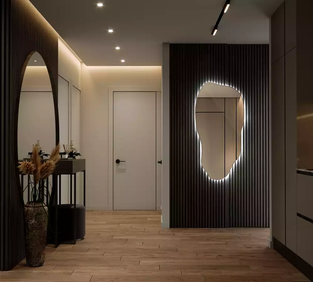 Lustro organiczne z podświetleniem w stylowej oprawie