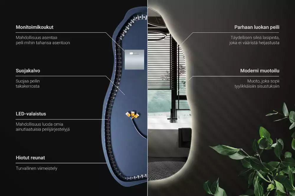 Lustro organiczne z podświetleniem w stylowej oprawie