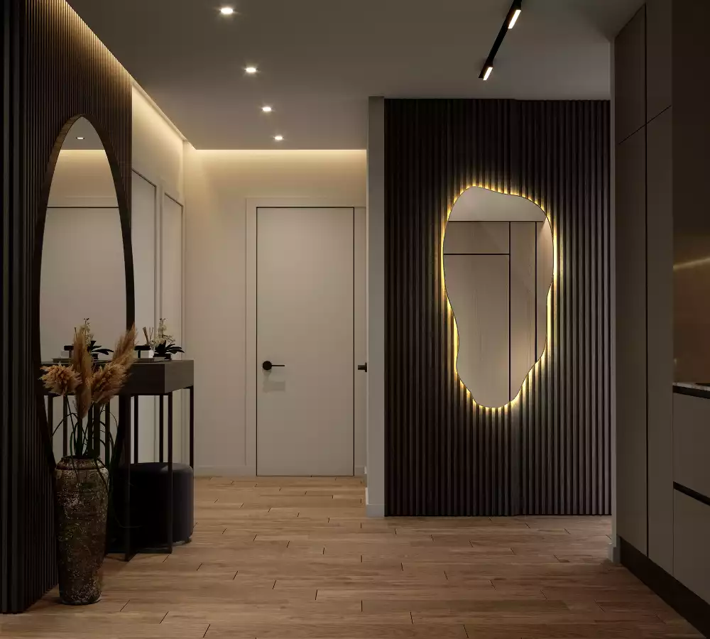 Lustro organiczne z podświetleniem w stylowej oprawie