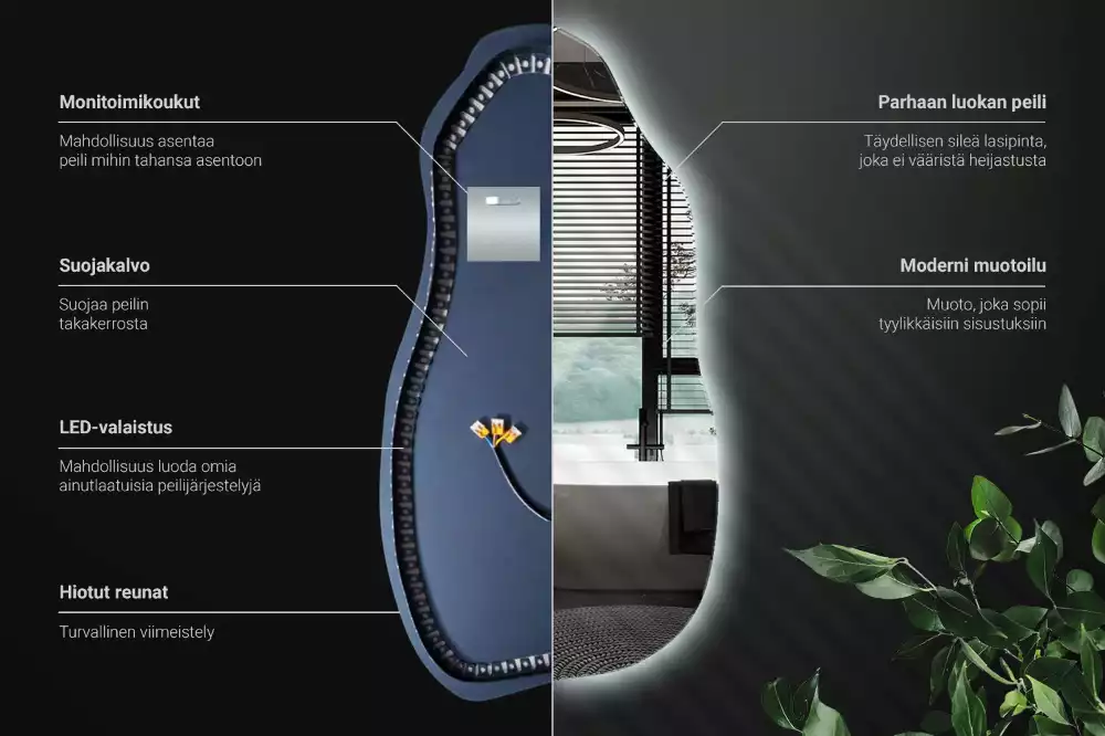 Lustro organiczne z podświetleniem w stylowej oprawie