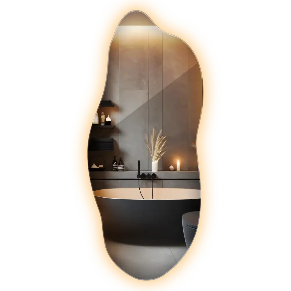 Lustro asymetryczne dekoracyjne z podświetleniem LED