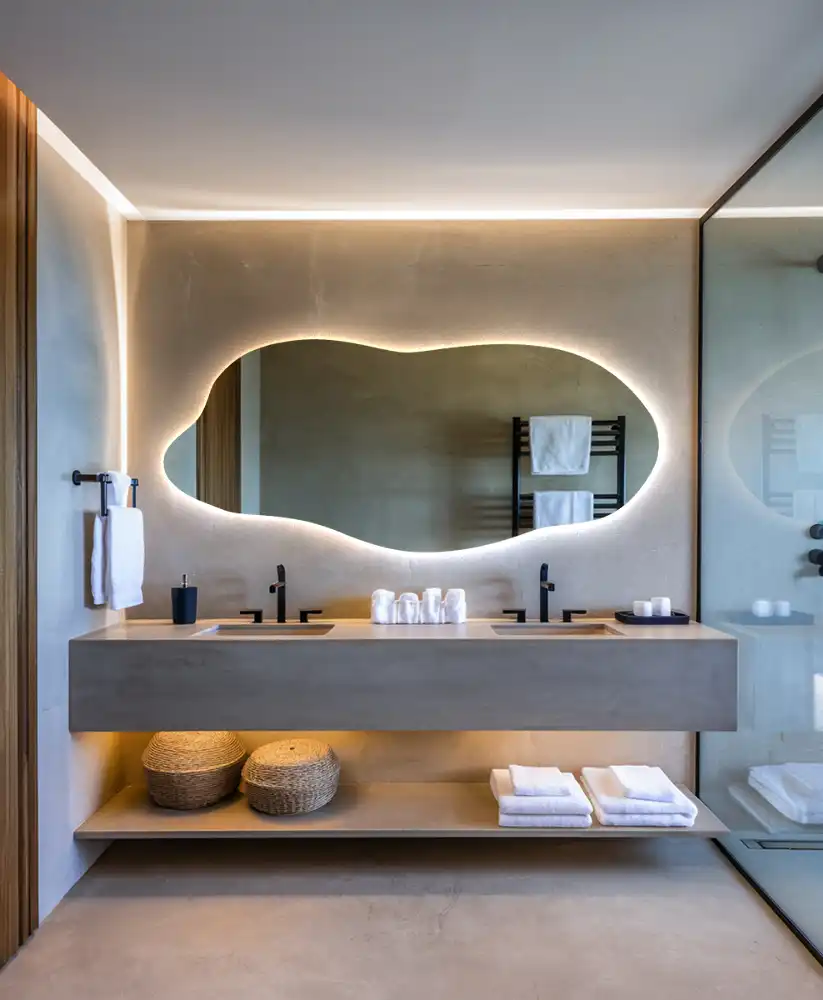 Lustro asymetryczne dekoracyjne z podświetleniem LED