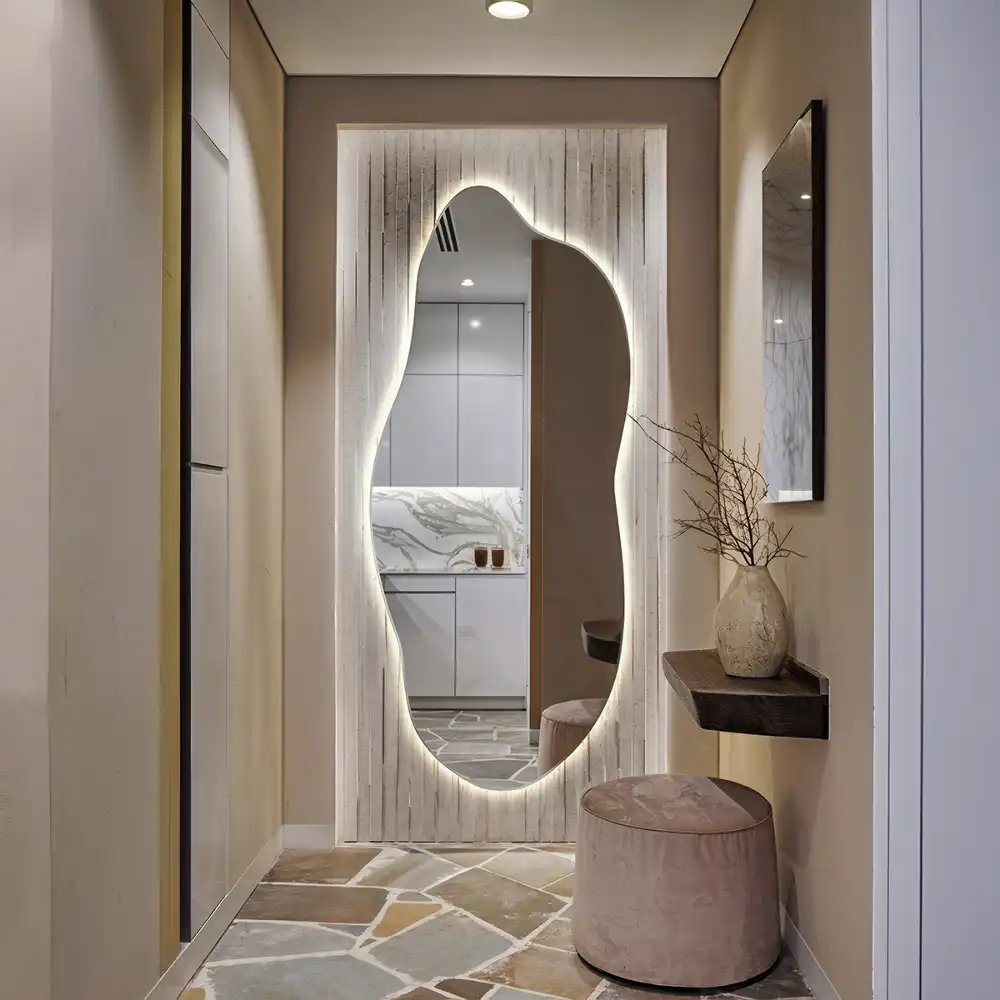 Lustro asymetryczne dekoracyjne z podświetleniem LED