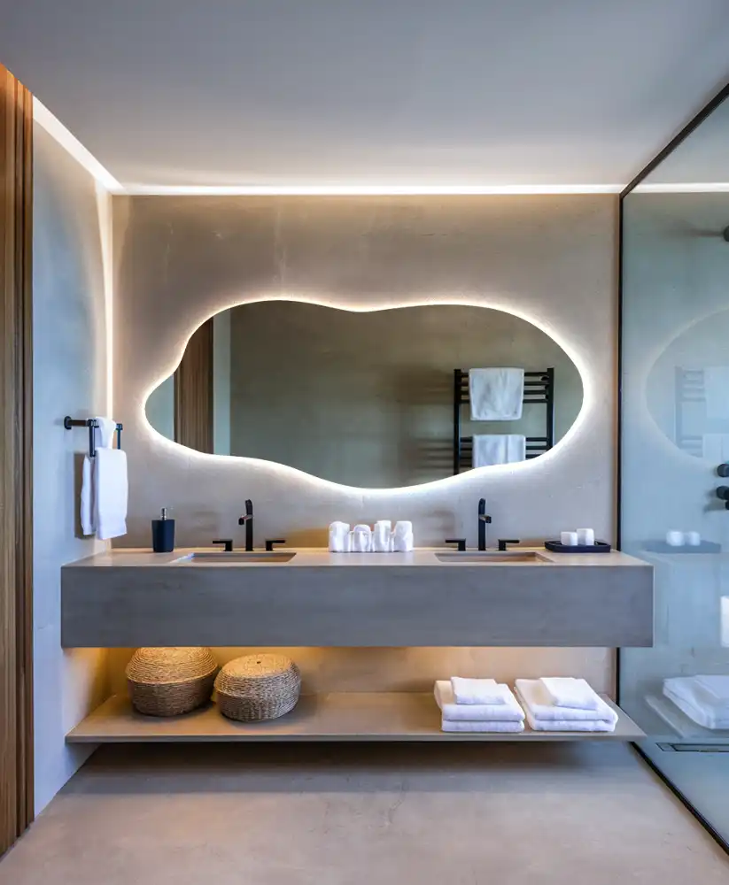 Lustro asymetryczne dekoracyjne z podświetleniem LED