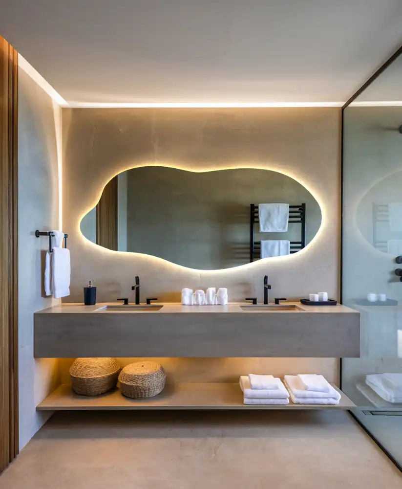 Lustro asymetryczne dekoracyjne z podświetleniem LED