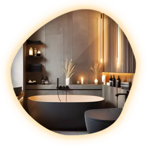 Lustro asymetryczne ścienne z podświetleniem LED