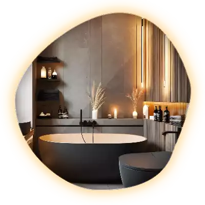 Lustro asymetryczne ścienne z podświetleniem LED