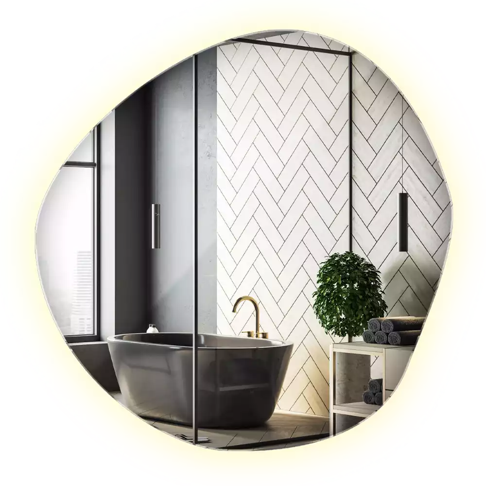 Lustro asymetryczne ścienne z podświetleniem LED