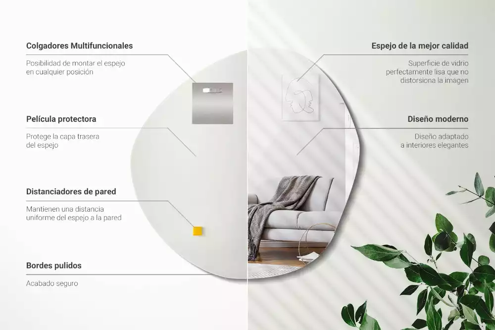 Lustro dekoracyjne o nieregularnym kształcie