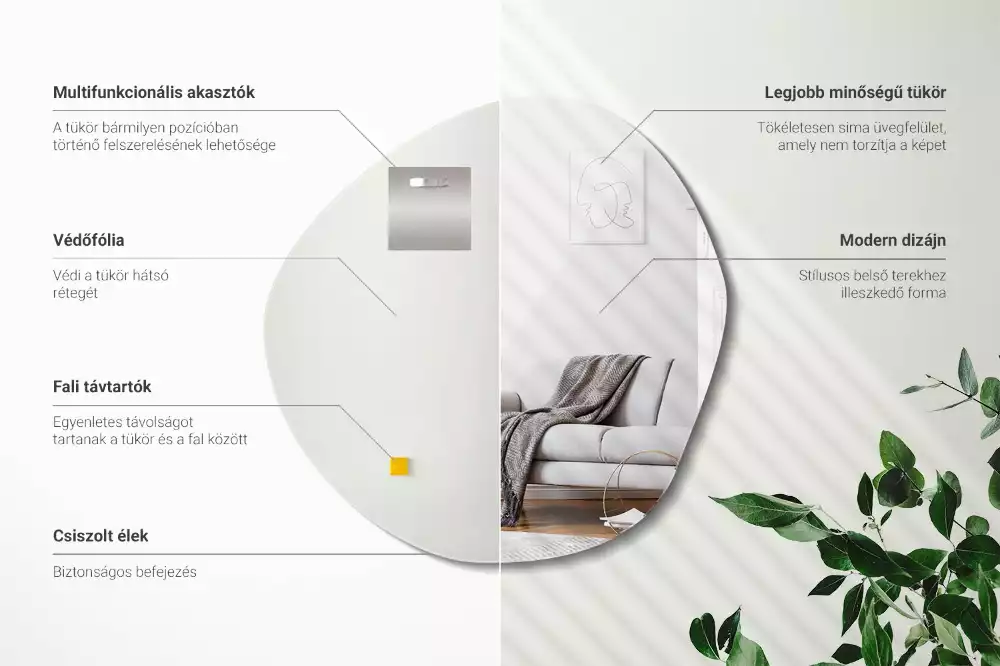 Lustro dekoracyjne o nieregularnym kształcie