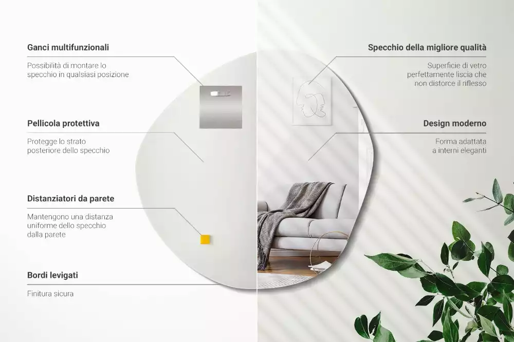 Lustro dekoracyjne o nieregularnym kształcie