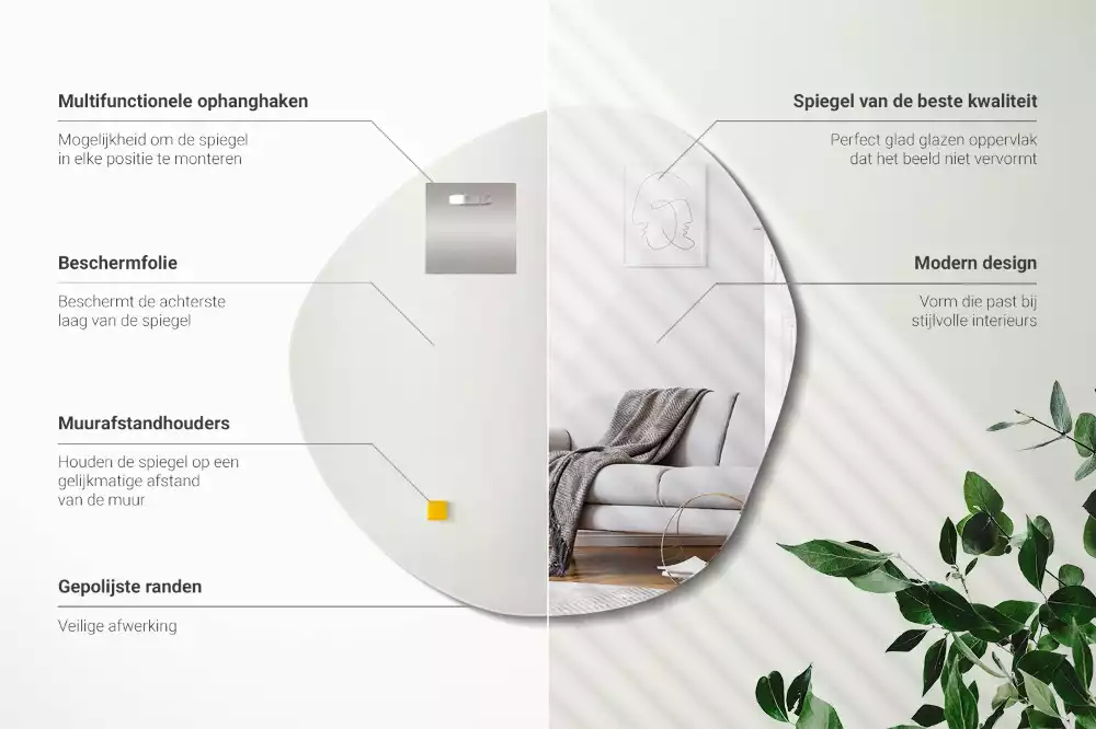 Lustro dekoracyjne o nieregularnym kształcie