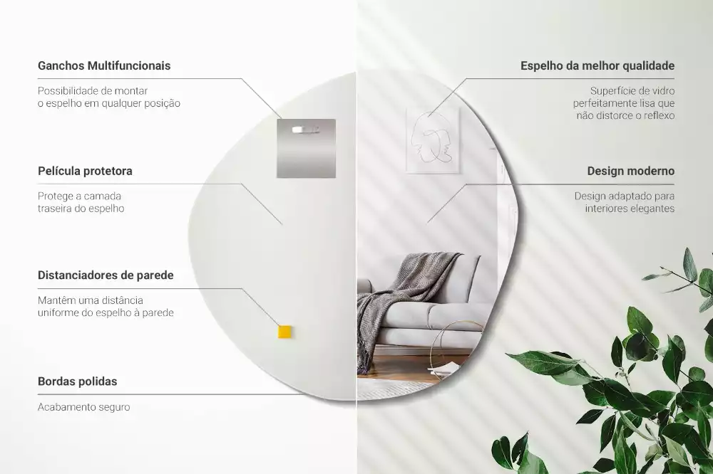 Lustro dekoracyjne o nieregularnym kształcie