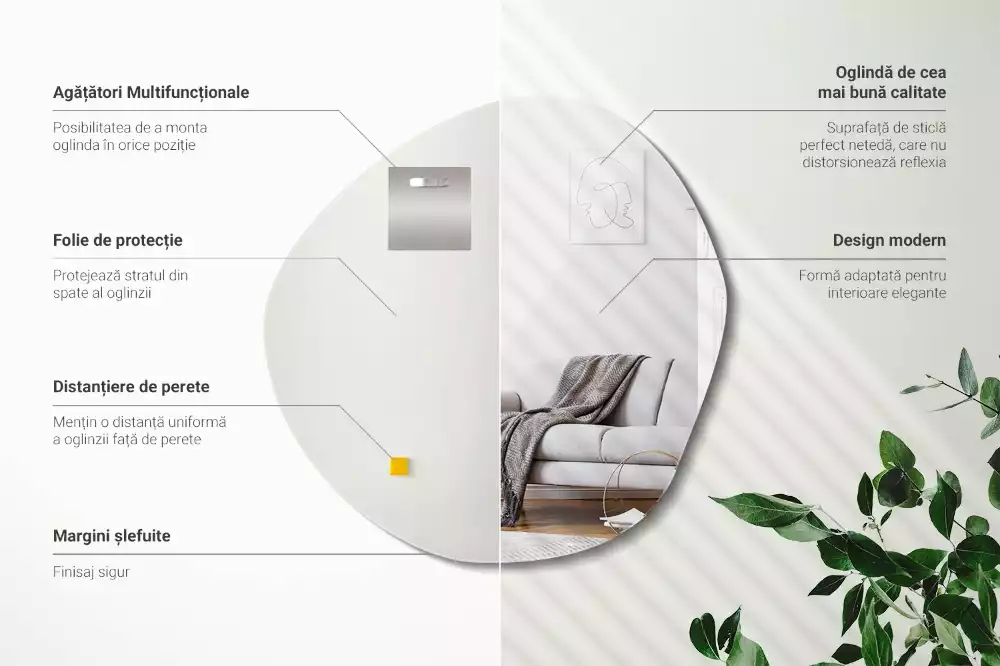 Lustro dekoracyjne o nieregularnym kształcie