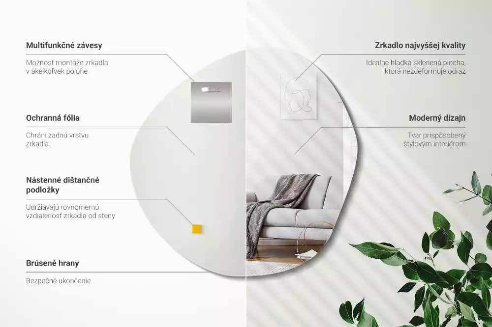 Lustro dekoracyjne o nieregularnym kształcie