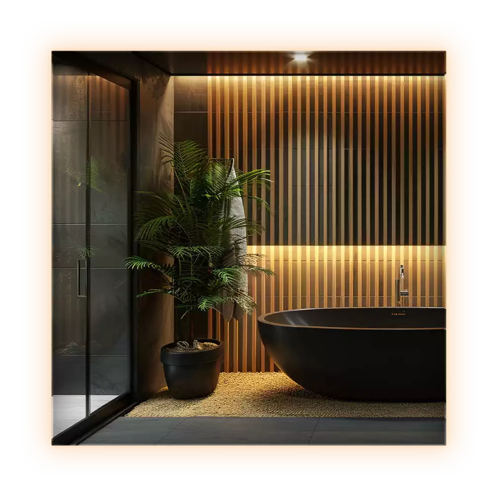 Lustro kwadratowe w nowoczesnym stylu z podświetleniem LED