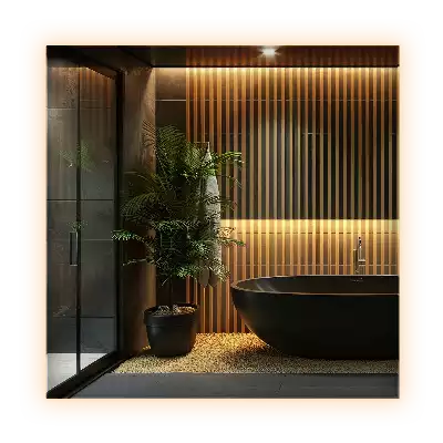 Lustro kwadratowe w nowoczesnym stylu z podświetleniem LED