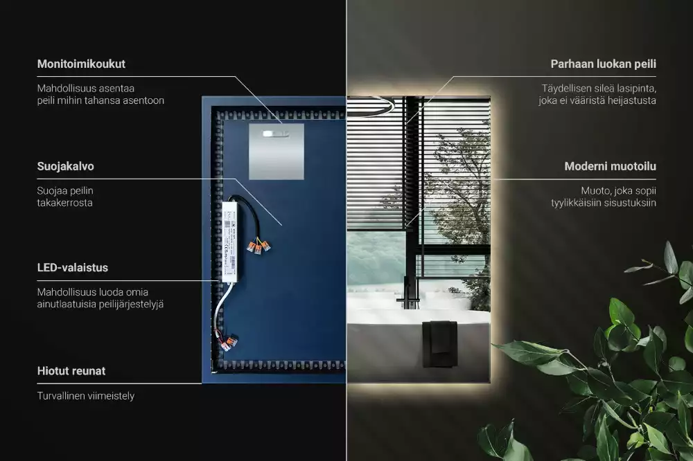 Lustro kwadratowe w nowoczesnym stylu z podświetleniem LED