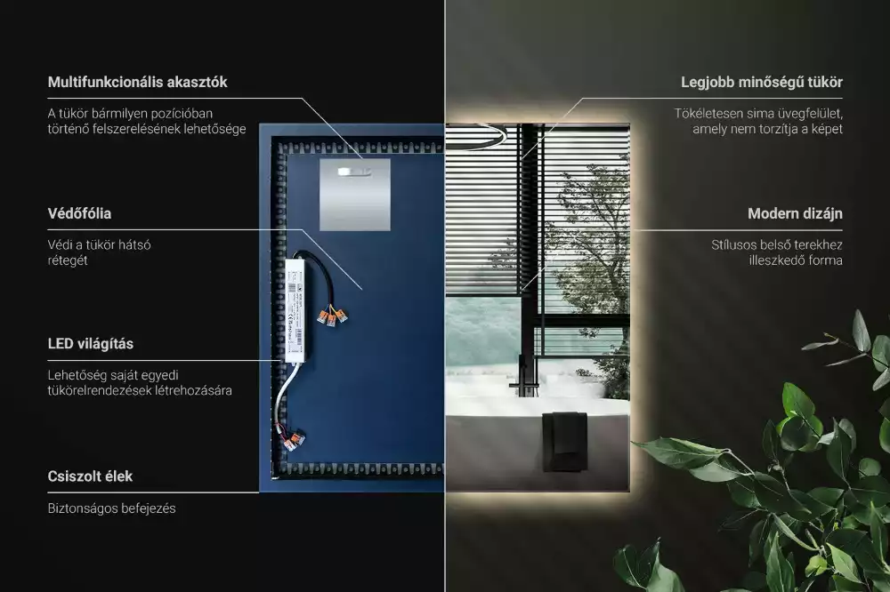 Lustro kwadratowe nowoczesne LED