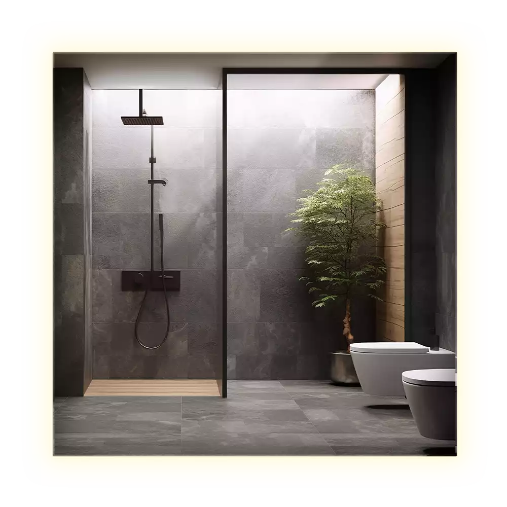 Lustro kwadratowe w nowoczesnym stylu z podświetleniem LED