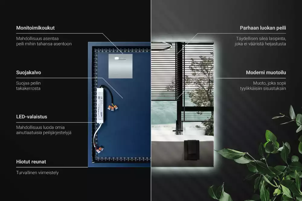 Lustro kwadratowe nowoczesne LED