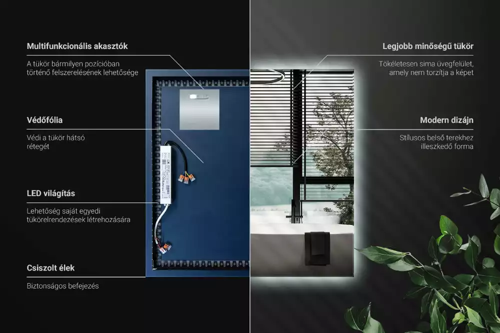 Lustro kwadratowe nowoczesne LED