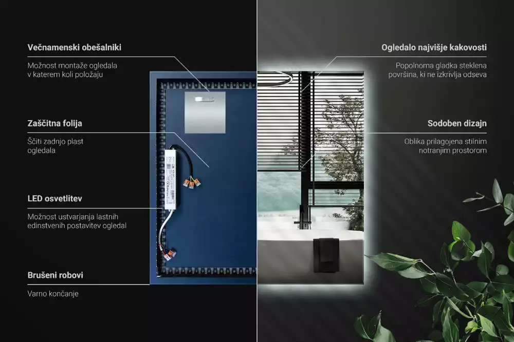 Lustro kwadratowe nowoczesne LED