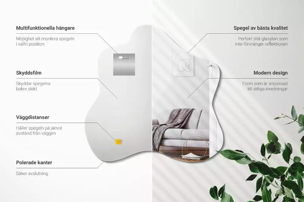 Lustro asymetryczne z nieregularnym kształtem przypominającym plamę