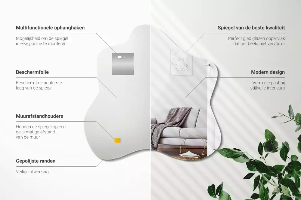 Lustro asymetryczne z nieregularnym kształtem przypominającym plamę