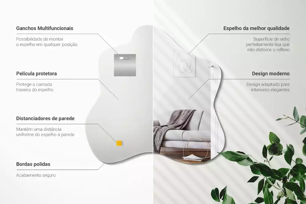 Lustro asymetryczne z nieregularnym kształtem przypominającym plamę