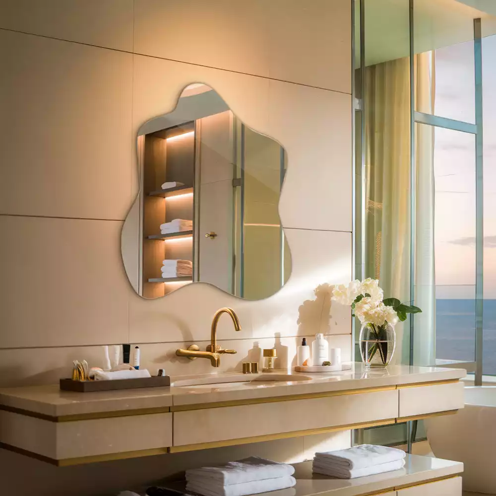 Lustro asymetryczne z nieregularnym kształtem przypominającym plamę