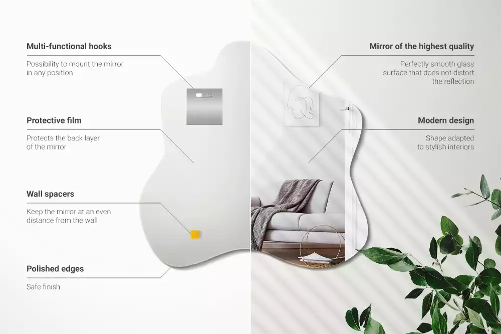 Lustro asymetryczne z nieregularnym kształtem przypominającym plamę