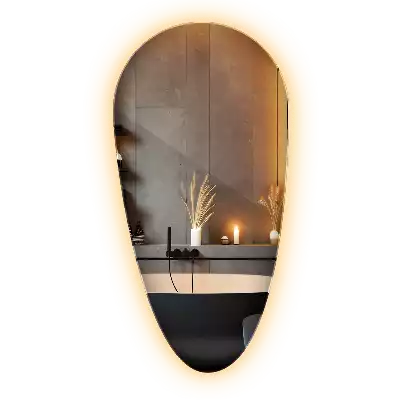 Nieregularne podświetlane lustro w kształcie kropli