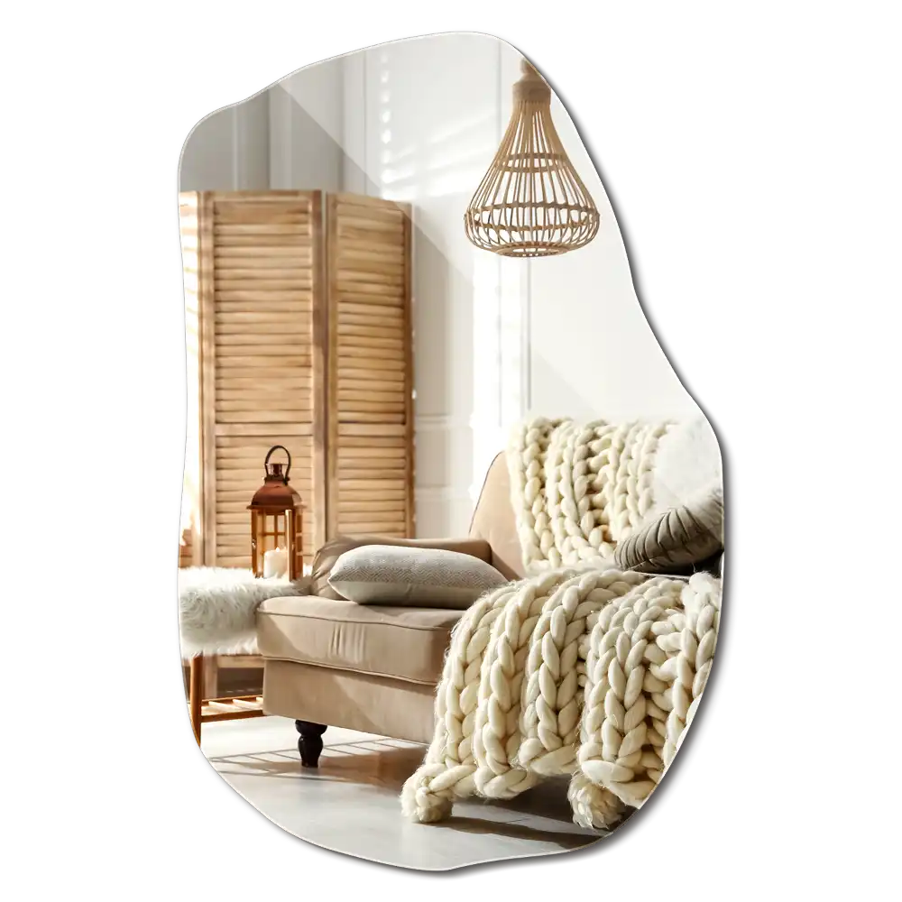 Lustro w nieregularnym kształcie jako modny akcent do wnętrza